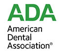 The image features a logo with the text  ADA  prominently displayed at the top, followed by  American Dental Association  in smaller font. The logo includes a stylized letter  A  with a design element that could be interpreted as an abstract representation of teeth or a smile.